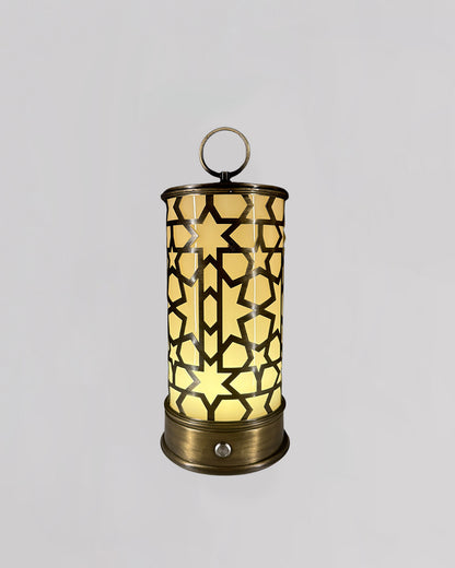 Decorative lantern with geometric pattern on a gray background