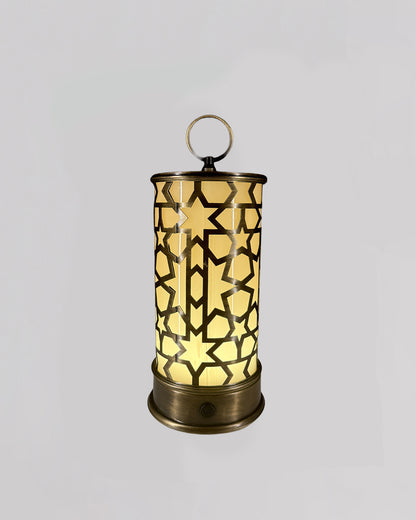 Decorative lantern with geometric pattern on a gray background