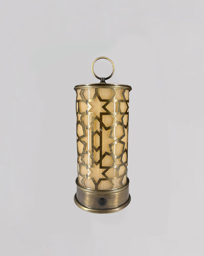 Decorative lantern with geometric pattern on a light gray background