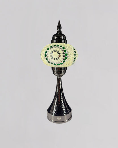 Decorative lamp with a mosaic design on a gray background