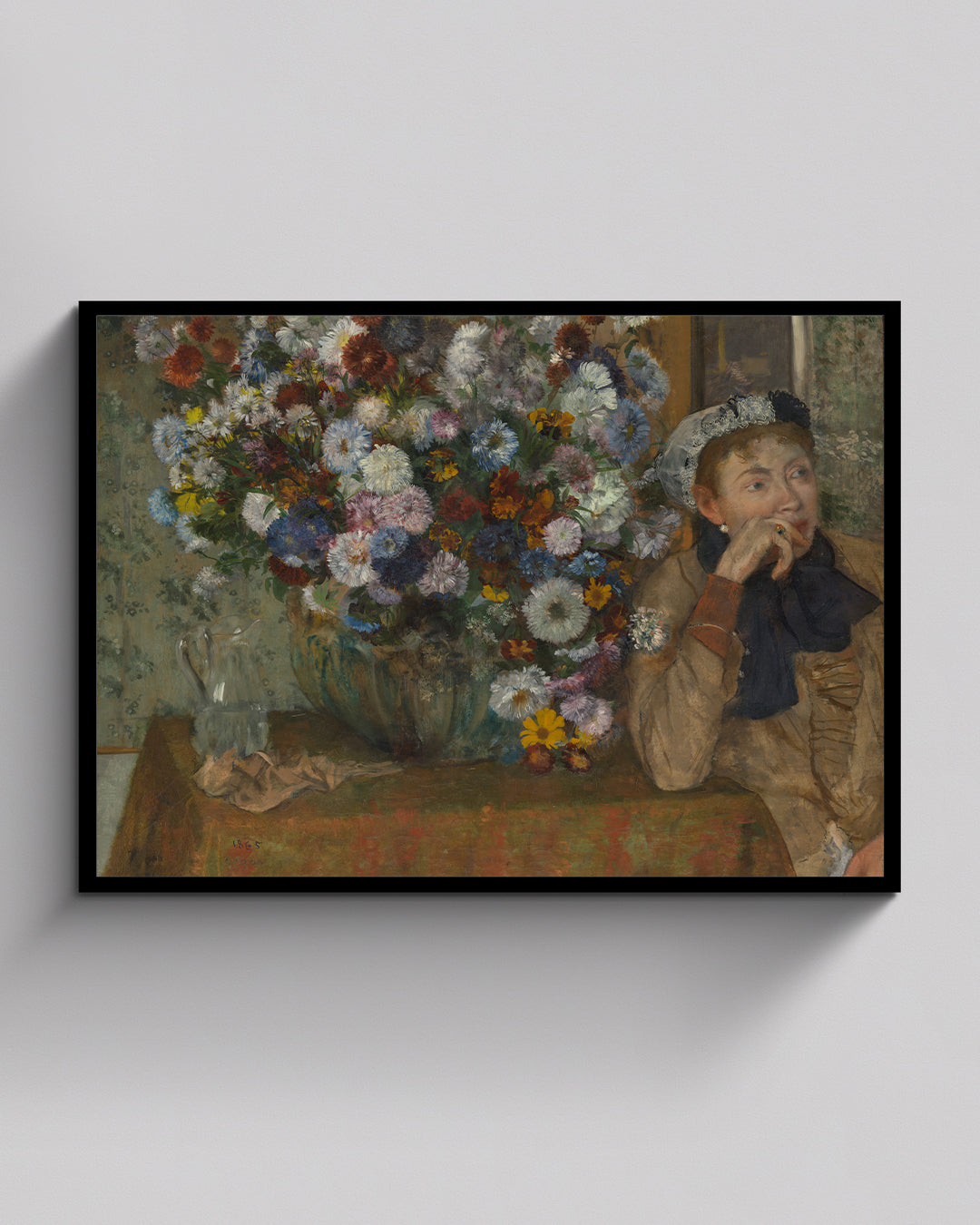 A Woman Seated beside a Vase of Flowers